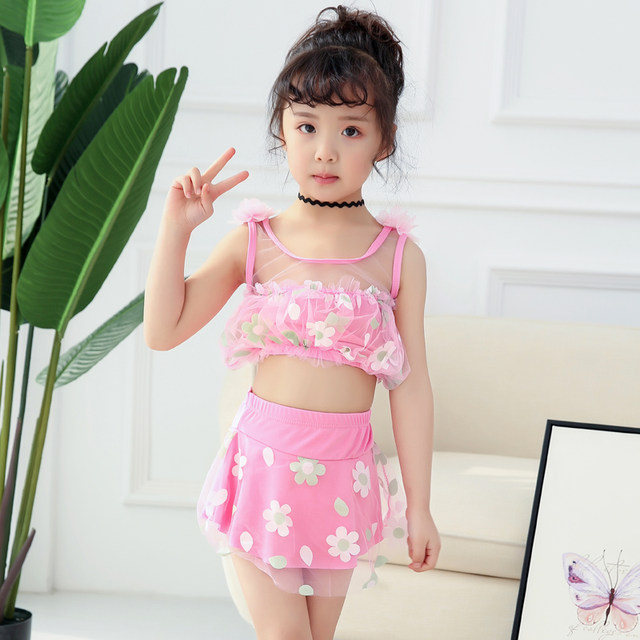 Children's split swimsuit for girls, bikini, princess dress, conservative boxer angle, cute baby swimsuit 3-6 years old