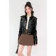 
Fashionable and trendy stand-up collar jacket versatile to make you look slim and niche black leather jacket JJ378