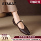 Saturday genuine leather flat shoes for women 2025 new autumn brown commuter small leather shoes French Mary Jane women's shoes