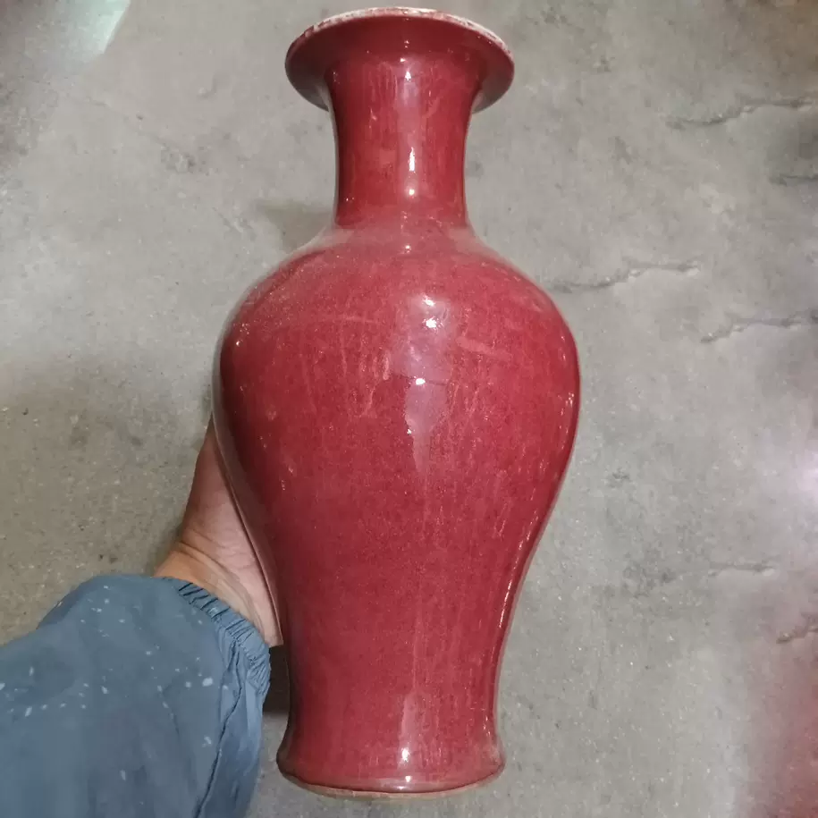 清時代 康熙期 辰砂 郎紅 花瓶 花生 茶道具 華道具 A