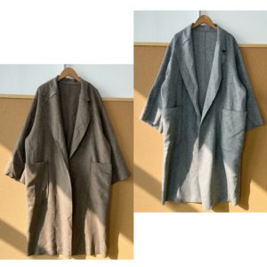 
2z1-4 Retro style big pocket lazy style mid-length coat simple lapel cardigan top J25-11