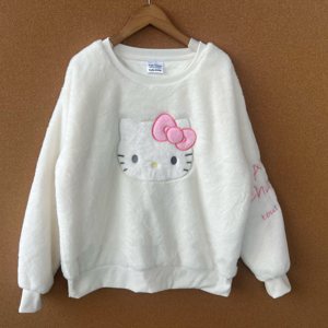 2P1-30厚实！日单凯蒂猫宽松百搭毛茸茸可爱舒适套头卫衣H25-9