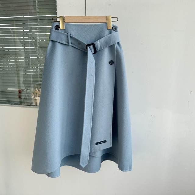 Miscible autumn and winter new irregular design makes it look slim and high-waisted A-line skirt wool woolen mid-length skirt H1