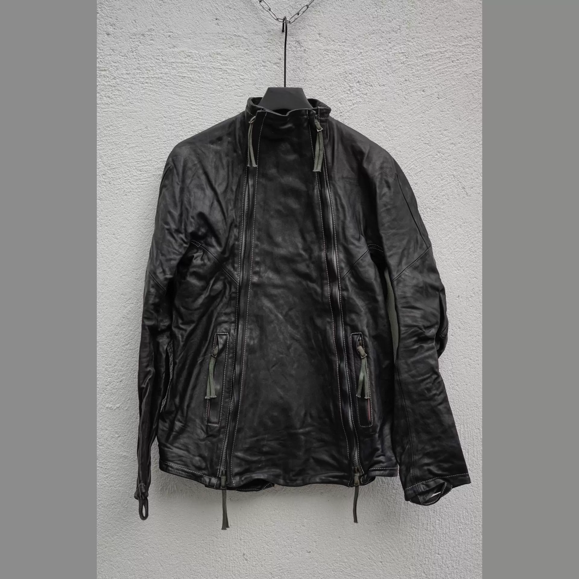 Boris Bidjan Saberi 主线黑色100% veg tan植鞣马皮J4皮衣-Taobao 