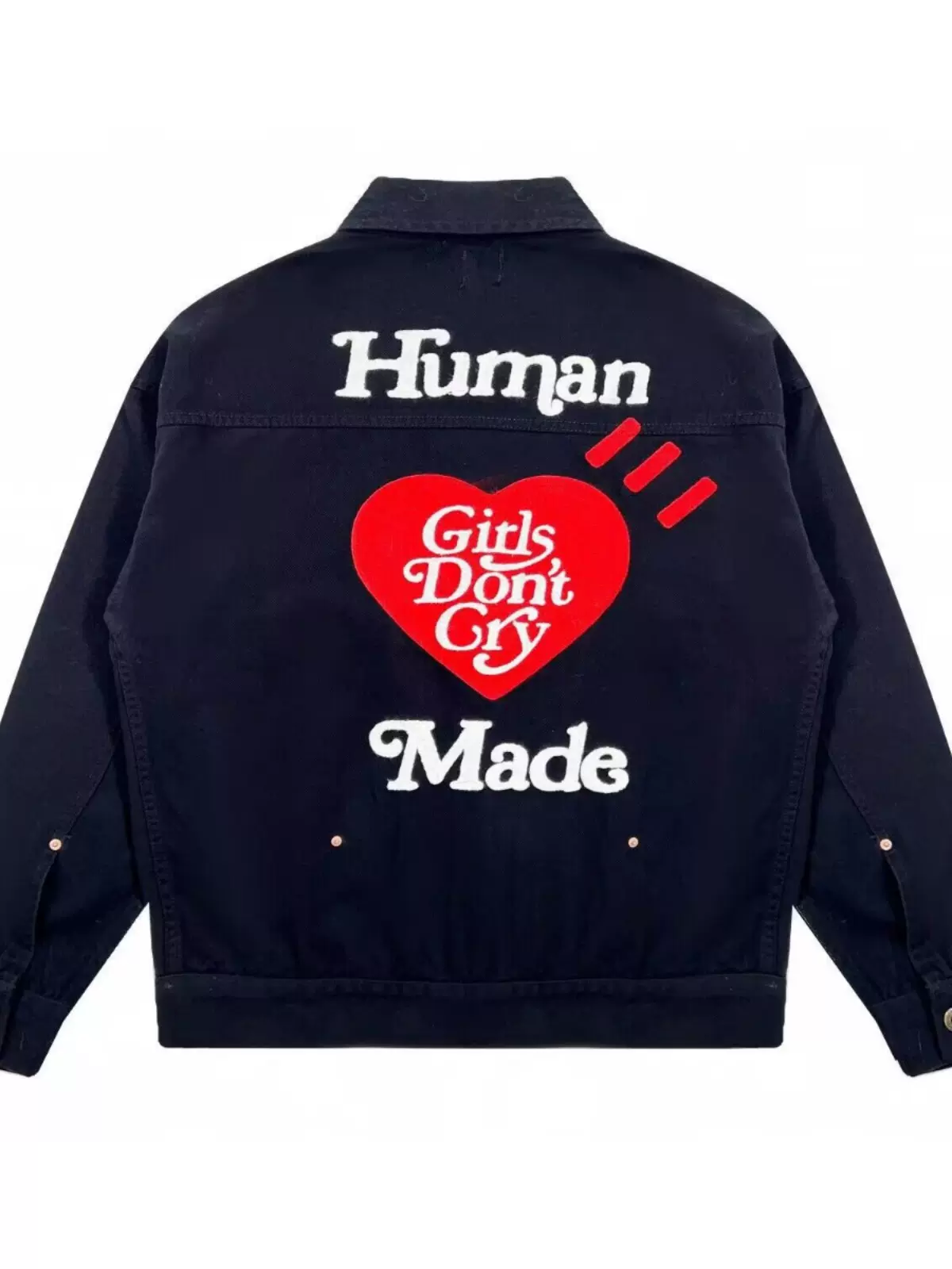 Human Made Dont Cry 日系联名女孩别哭牛仔外套刺绣爱心字母夹克-Taobao