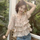 French ruffled floral top for women in summer small design niche sweet style chic five-point sleeve shirt
