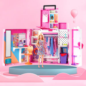 
BARBIE/Barbie Doll Fashion Double Layer Dream Wardrobe Pet Store Malibu Traveler Girls Toys