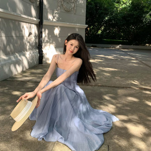 
Lienni 2025 summer new high-waist slim mermaid three-dimensional genre line slim suspender long dress for women