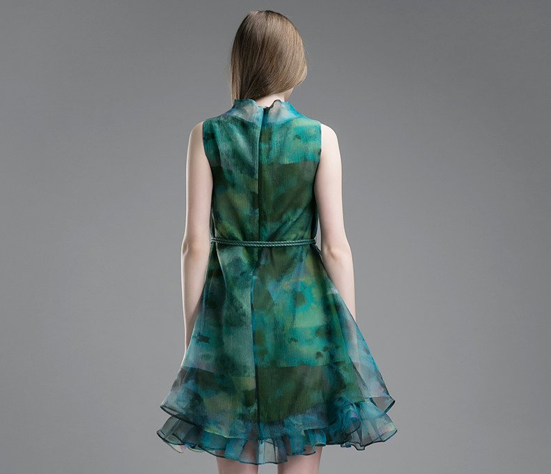 品牌女装 品牌上装 短袖连衣裙 sdeer圣迪奥2015新款春装女莫奈花园欧