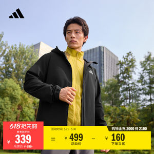 Water-repellent and windproof casual hooded jacket for men and women spring adidas Adidas official light sports