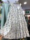 Sweet floral skirt for women 2025 new summer texture splicing printed A-line large hem skirt midi skirt