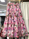 Resort style oil painting print French high-end romantic style floral cake skirt versatile slimming A-line skirt for women