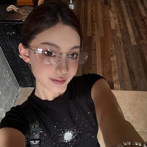 
MELIYA rimless myopia glasses frame for women can be equipped with anti-blue light large-frame flat mirrors for slimming and pure desire frames for men