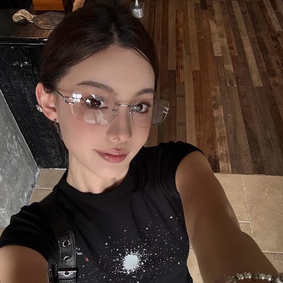 
MELIYA rimless myopia glasses frame for women can be equipped with anti-blue light large-frame flat mirrors for slimming and pure desire frames for men