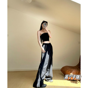 
Cat's extended women's pants spring and summer quick-drying European and American drawstring sports pants summer casual slim and loose straight wide-leg pants