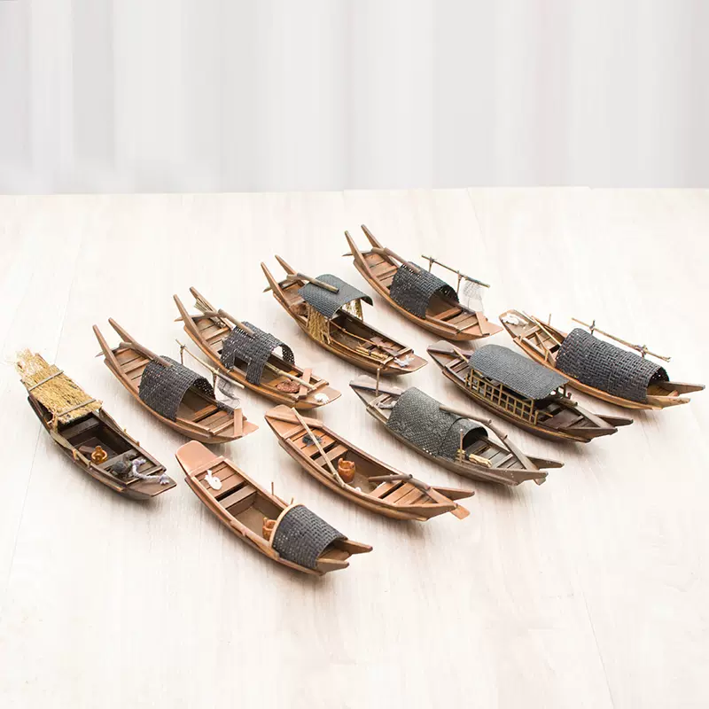 仿古帆船装饰品小船模型手工木制小船模型船模渔船绍兴乌篷船木船-Taobao