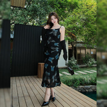 
Large size retro butterfly sexy suspender skirt