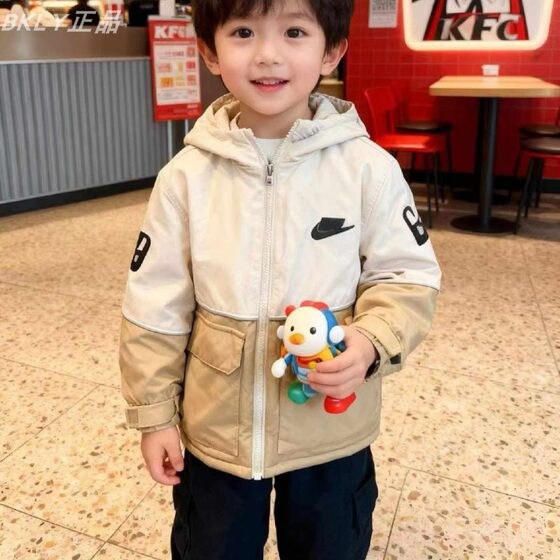 
Nike Nike men's and women's children's spliced workwear style casual and comfortable sports mid-length cotton jacket HQ7315