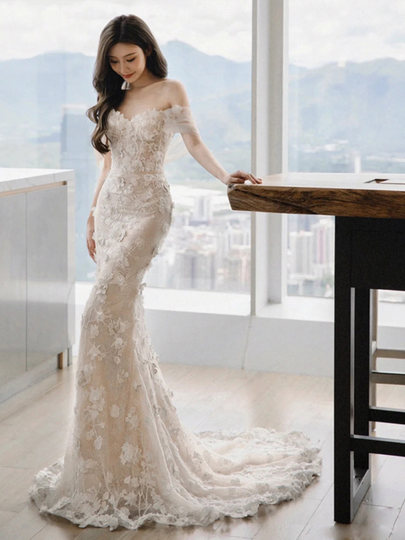 Vanna fairy ワンショルダー フィッシュテール ウェディング ドレス  