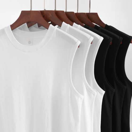 
230g pure cotton vest men wear bottom shirt for summer sports fitness hurdle basketball vest sleeveless T-shirt cut sleeves