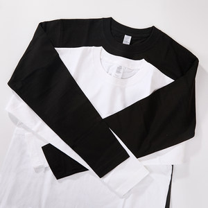 (Buy one get one get one free) 250g long -sleeved long -sleeved T -shirt men's pure white bottoming shirt men and women pure cotton spring and autumn white
