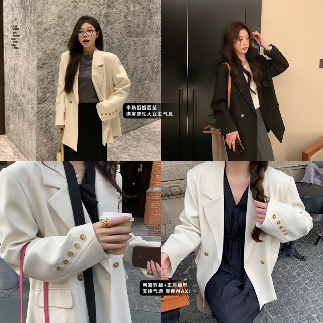 NAZ's large-size spring new niche design feel loose mid-length casual and fashionable fat mm blazer