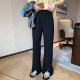 NAZ's large size spring new high-waisted slim slit slightly flared suit pants fat mm black straight-leg casual pants
