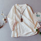 Cotton and linen jacquard embroidered flared sleeve shirt for women in spring and summer new Chinese style retro button large-size stand-up collar short top