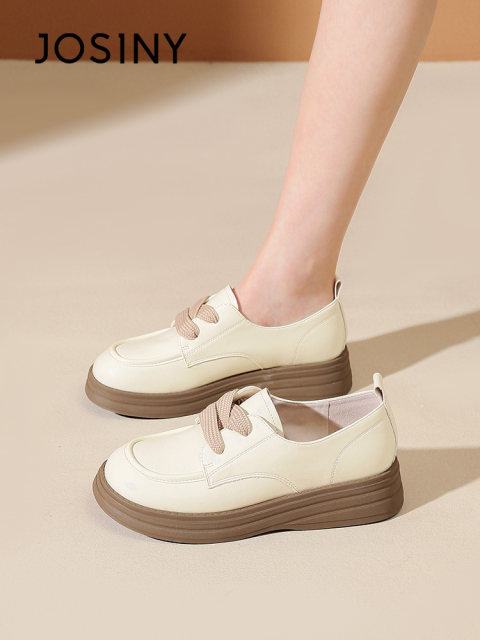 Zhuosini flat-soled retro leather shoes for women 2025 new spring white jk uniform thick sole women's shoes soft sole single shoes
