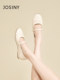 Zhuoshini white single shoes women's 2024 spring new flat shoes shallow mouth low heel leather shoes commuting Mary Zhen women's shoes