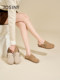 Zhuoshini Birken shoes women's shoes toe half slippers wear 2025 new genuine leather flat-soled thick-soled retro lazy shoes