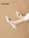 Zhuo Shini's shallow mouth single shoes 2025 spring new pointed high heels bride wedding shoes Hexiu wedding dress two wear
