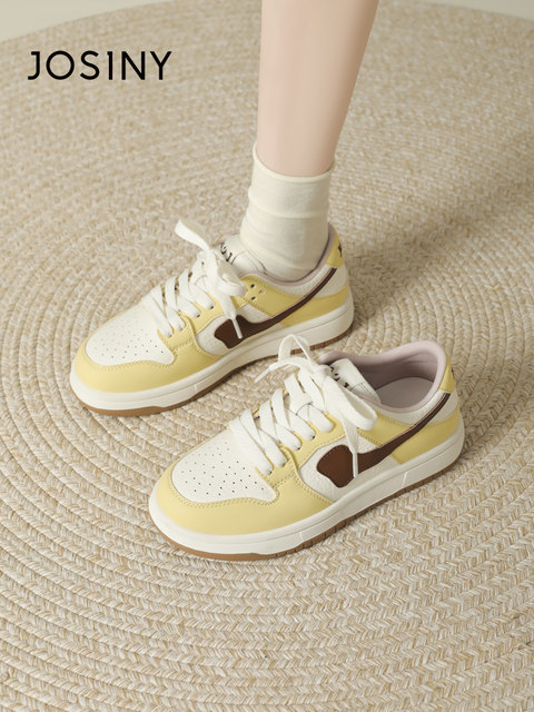 Zhuosini flat shoes for women 2025 new versatile casual breathable lightweight sports shoes thick-soled black and white panda shoes