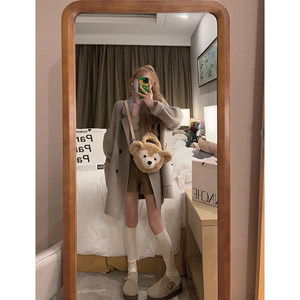 Yukiss suit version short double -sided coat female autumn Korean loose small man wool fuse jacket