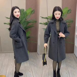 
2025 Spring and Autumn New Double-sided Wool Mid-Length Casual Coat Temperament Korean Style Loose Versatile Woolen Jacket Trend