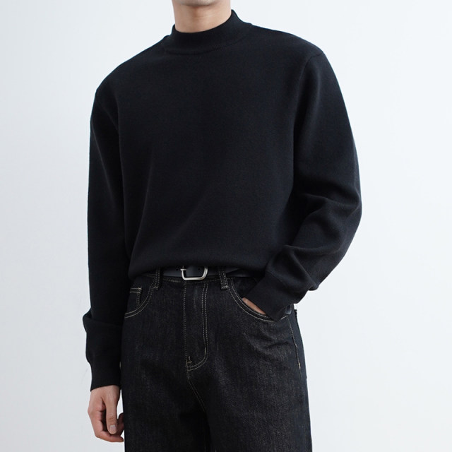 SHIJOIN original FUNDAJOIN half turtle neck knitted solid color sweater autumn and winter loose inner long sleeves 200115