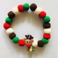 Pet Necklace Christmas Deer Ball Husky
