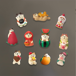 Zakka Japanese-Style Cat Fridge Magnets, Cute Handmade Ornaments, Bread and Coffee Shop Decorations, Resin Small Ornaments