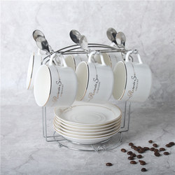 European-Style Ceramic Cup Coffee Cup Set, Creative and Simple Household Coffee Cup, Comes with Saucer, Spoon and Stand