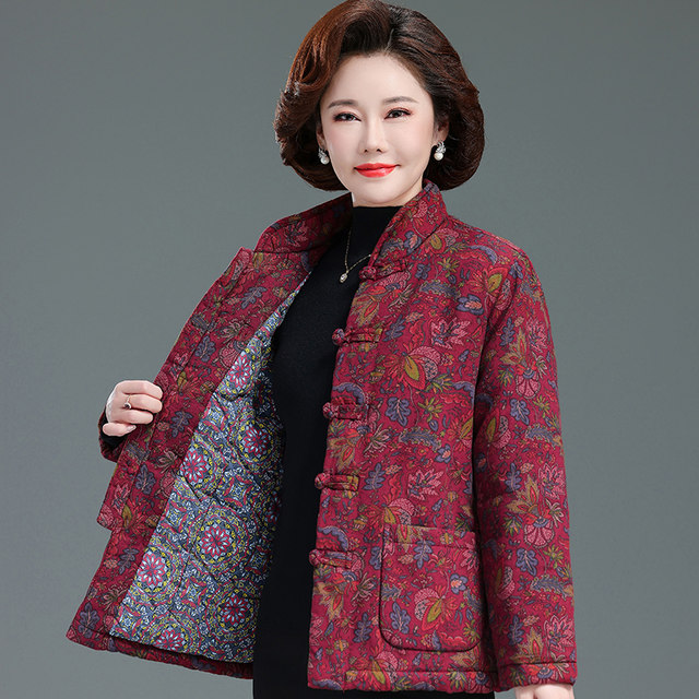 Middle-aged and elderly winter clothes, pure cotton mother's cotton clothes, thickened cotton jackets, new autumn and winter grandma clothes, Tang suits, Chinese style cotton clothes