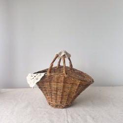 Special Offer! Vintage Rustic Style Leather and Wicker Basket, Handmade Flower Basket, Flower Arrangement Basket, Picking Basket