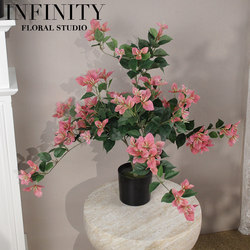 Artificial Bougainvillea Potted Plant with Floating Branches, Greenery, Fake Flower Ornament for Home Decoration, Indoor Display, Tabletop Flower, Living Room, Natural Look