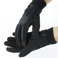 Authentic Standard Full-Finger Fleece-Lined Warm Tactical Fleece Black Outdoor Training Half-Finger Gloves for Men and Women Pap-Pla