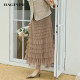 Bagpipe 2025 Spring New French style gold-style dress with mesh skirt with ruffled temperament mid-length fluffy skirt