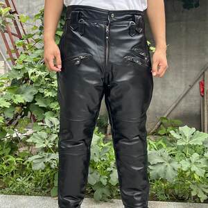 
Motorcycle pilot leather pants cowhide men's middle-aged and elderly autumn and winter thickened loose leather jodhpurs high waist