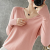 Off-season Clearance Autumn And Winter New Cashmere Sweater Women's V-neck Short Pullover Loose Solid Color Long-sleeved Knitted Bottoming Shirt | Sheep