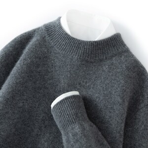 
Seven-needle thickened 100% pure cardigan half turtleneck autumn and winter new men's loose pullover knitted sweater base shirt