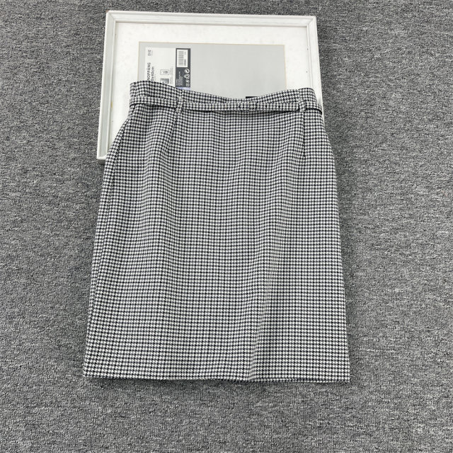 Foreign trade European and American singles Fashion OL commuting Autumn and winter Thousand Houndstooth plaid large-size skirt