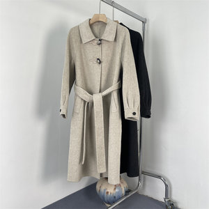 
Fall/Winter Horn Button Wool Double-Sided Nickel Mid-Length Jacket