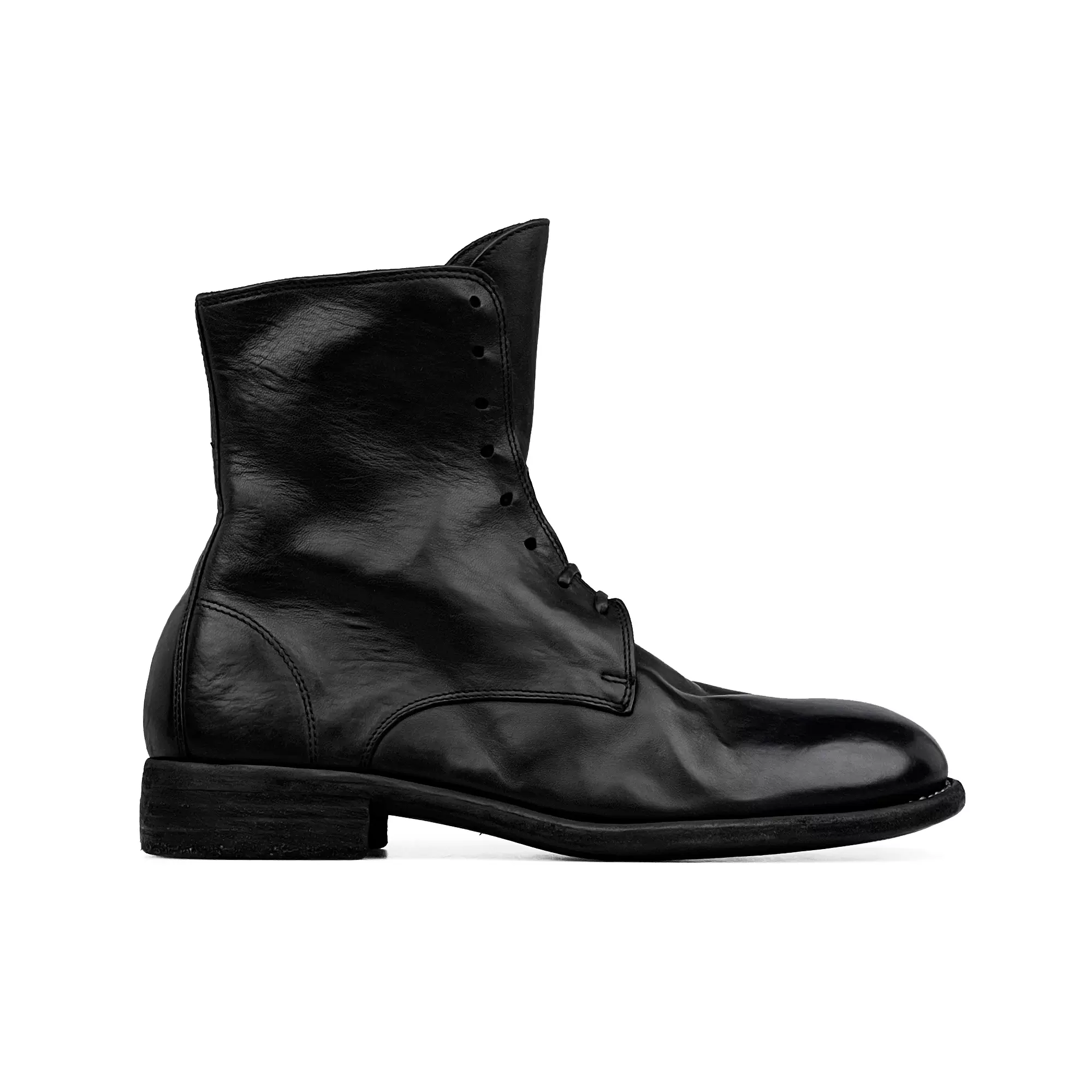 意大利製GUIDI 995馬皮皮靴黑色手工系帶低跟皮靴歐洲原裝進口男款皮靴